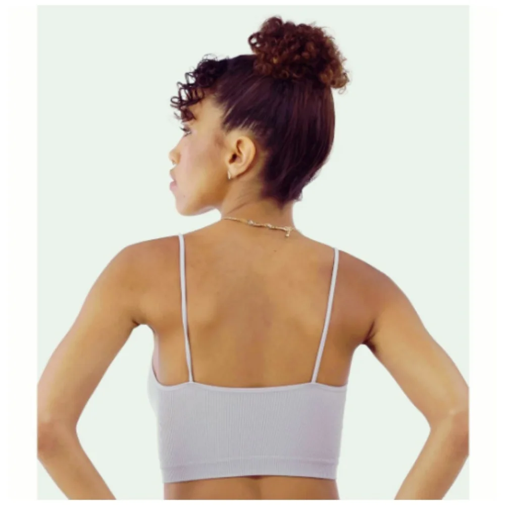 Shimmer Ribbed Strappy Cami Bralette - Gray
